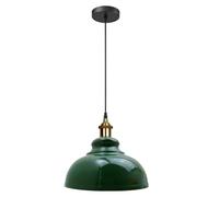 Industrial Green Ceiling Pendant Light 29cm Curvy Dome Lamp Shade E27 Base | Vintage Pendant Light Shade E27 Lamp Holder 95cm Adjustable Cable Ceiling Fixture for Kitchen Island Dining Restaurant Cafe