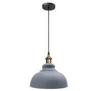 Industrial Grey Pendant Ceiling Light 29cm Metal Dome Light Shade E27 Base | Vintage Style Curvy Dome Shaped Pendant Lamp Shade, Home Décor & Improvement Essential