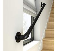 Industrial Handrail for Stairs Black Wrought Iron Indoor Metal Railing for Disability Access and Child Safety Outdoor Stair Handrail