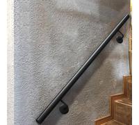 Industrial Handrails for Indoor/Outdoor Stairs Black Wall Mounted Railing Set 3ft to 10ft Adjustable Lengths Durable Stair Safety Solution
