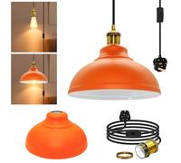 Industrial Hanging Light with Switch and Plug, 500 CM Adjustable Industrial Brass Suspended Pendant Light Fitting,Vintage Plug in Ceiling Light Fixture,E27 Lamp Holder,Detachable Lampshade, for Cafe