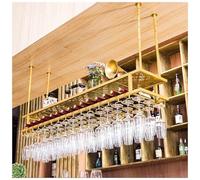 Industrial Hanging Wine Rack - 2 Layer Ceiling Wine Bottle & Glass Holder Iron Bar Liquor Shelf Space-Saving Organizer for Kitchen Bar or Cellar (120x30cm)
