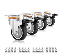 Industrial Heavy Duty Casters Set of 4, 3in 4in 5in Moving Silent Thermoplastic Rubber Casters, Swivel Plate Caster with Brakes, for Trolley, Carts, Furniture, Workben(Sw (Brake+brake 75mm)