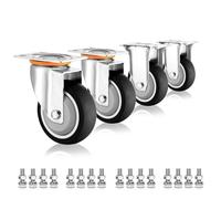 Industrial Heavy Duty Casters Set of 4, 3in 4in 5in Moving Silent Thermoplastic Rubber Casters, Swivel Plate Caster with Brakes, for Trolley, Carts, Furniture, Workben(Sw (Fixed+swivel 100mm