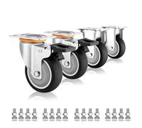 Industrial Heavy Duty Casters Set Of 4 3in 4in 5in Moving Silent Thermoplastic Rubber Casters Swivel Plate Caster With Brakes For Trolley Carts Furniture Workben(Fi