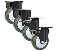 Industrial Heavy-Duty Swivel Casters, 4-Pack, 3" 4" 5" 6" Rubber Wheels with Double Ball Bearings, Puncture-Resistant, Perfect for Furniture & Equipment Mobility