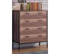 Industrial Inspired 4 Drawer Chest Of Drawers FWStyle Brown One Size