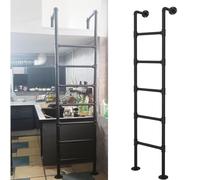 Industrial Iron Pipe Bunk Bed Ladder Wall Mounted Heavy Duty Emergency Egress Ladder for Window Well Indoor Outdoor Climbing Ladders 330LBS Load Capacity 4.8FT/1.46M/57.6