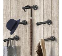 Industrial Iron Shelf Brackets for Custom Wall Shelving Built Around Standard Plumbing Pipe Dimensions and Layouts (20cm)