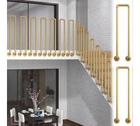 Industrial Iron Stair Railing Balusters - Anti-Skid Hand Rail Support Poles for Porch & Deck Gold U-Shaped Side Mount il for Stairs Balconies & Hallways (2 Pcs 50cm/20 in)
