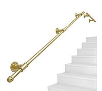 Industrial Iron Stair Railing Handrail Wall Mount Supports Available in Gold Silver Black White Yellow 13ft (400cm) Length for Safety & Style