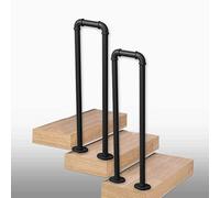 Industrial Iron U Shaped Stair Handrail in Retro Matte Black Stylish & Safe Transitional Picket Railing for 1.8ft Stairs