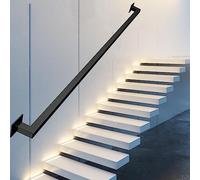 Industrial Iron Wall Handrail Kit, 1ft-20ft Adjustable Stair Grab Bar, Galvanized Pipe Railing for Indoor Stairs, Wall-Mounted Support, Black 13ft Design