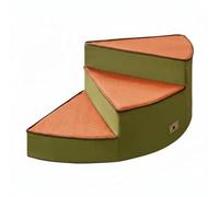 Industrial Ladder Cat Climbing Steps Foam Curved Three-Step Gentle Surface Traction Removable Cover Suitable for Small Use, Olive Green Orange, size to 9