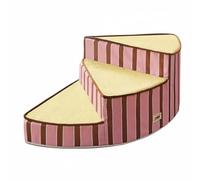 Industrial Ladder Cat Climbing Steps Foam Curved Three-Step Gentle Surface Traction Removable Cover Suitable for Small Use, Pink Brown Stripe, size to 10