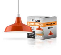 Industrial Lampshade Metal Orange 40Cm Easy Fit With Reducer Plate Modern Hanging Pendant Light Shade