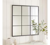 Industrial Large Square Window Wall Mirror | 90cm x 90cm | Black Metal Frame| Vertical or Horizontal Mountable Hanging | Mirrored Safety Glass | Modern Design | Hallway, Bedroom, Living, Dining Room