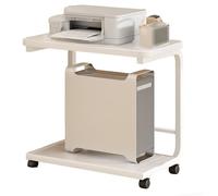 Industrial Laser Printer Stand 2Tier Steel Table with Wheels Mobile Printer Cart for Home & Office Sturdy Storage White Finish (40x30x78cm/16x12x30in)