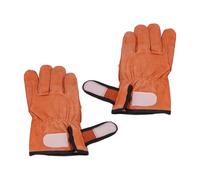 Industrial leather gloves with heat resistance and secure wrist closure for welding and garden work protection (Red-A)