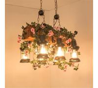 Industrial LED Pendant Light Creative Music Bar Cafe Lighting 6-Light Fixture for Clothing Stores Green Plant Shops and Cozy Atmosphere Decor