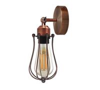 Industrial Led Wall Lights 12cm Rustic Red Balloon Cage 180° Rotatable Wall Mounted Sconces Up and Down Wall Lamp Indoor Home Retro for Essentials Bedroom, Hallway, Reading Light