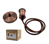 Industrial Light Socket Vintage Edison E27 Base Ceiling Rose Light Fabric Flex Copper Colour Pendant Lamp Holder Fitting