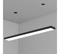 Industrial Linear Commercial LED Hanging Light Fixtures Black Pendant Lamp White Ceiling Chandelier for Office Garage Workshop Dining Room Kitchen Island Basement