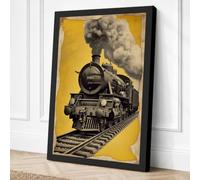 Industrial Locomotive Vintage Canvas Wall Art Print 30x20 Inch (76 x 51 cm)