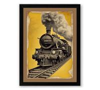 Industrial Locomotive Vintage Framed Wall Art Print A4 (29.7×21cm) Black, Wall Decor for Living Room, Bedroom, Office & Home, Ready to Hang, Art Gift