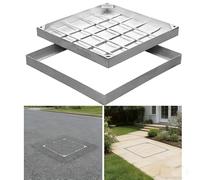 Industrial Manhole Cover & Frame, Load-Bearing Septic Tank Lid with Non-Slip Surface, Safety Access for Highway Dock Parking Lot Driveway