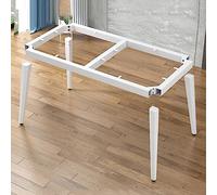Industrial Metal Dining Table Leg Heavy Duty Rectangular Frame DIY Furniture Legs Adjustable Floor Protectors Coffee Table Legs with Screws Desk Workbench Cabinet 140x60x72.5cm White