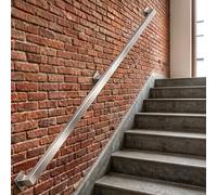 Industrial Metal Handrail 1FT 2FT 5FT 10FT 12FT Silver Stainless Steel Stair Railing 200kg Load Capacity Grab Rail for Commercial Restroom Corridor Garages- Complete Kit(9ft/270cm)