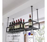 Industrial Metal Hanging Wine Rack, Under Bar Shelf Storage, Glass nizer for Restaurant, Café, Kitchen, Ceiling Mount Shelf Support, Space-Saving Wine Holder.
