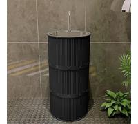 Industrial Metal Pedestal Sink with Round Basin (Black,41x41x83cm(16x16x32))