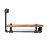 Industrial Metal Pipe Shelf - Wall Mounted Storage Display Rack for Bedroom, Living Room, Kitchen, Bathroom - Retro Wood Shelving