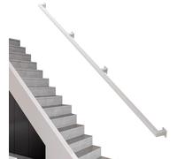 Industrial Metal Pipe Stair Handrail Complete Kit for 2ft 16ft Staircase Interior & Exterior Use White 9FT/270cm Safety Hand Grab Rail