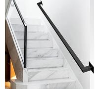 Industrial Metal Stair Railing ils for Indoor & Outdoor Stairs Wall Mounted Black Square Pipe Banister for Steps Adjustable 1ft-20ft (17ft/510cm)