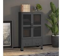 Industrial Metal Sto Cabinet 70x40x115 cm - Gray Sideboard nizer with 2 Doors & 2 Mesh Doors Space-Saving Solut for Home & Office Sto