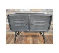 Industrial Metal Storage Grey Cabinet Sideboard - Rustic 2-Door Cupboard for Loft Living
