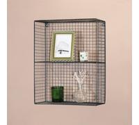 Industrial Metal Wire 2 Tier Black Shelf Rack Vintage Retro Style Wall Mounted