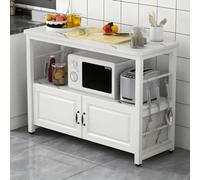 Industrial Microwave Kitchen Island with Large Worktop Storage Cabinet for Bakers Coffee Table Bar Oven and 3 Hooks - Multifunctional Space-Saving Design