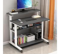 Industrial Mobile Laptop Desk with Storage Rack Portable Rolling Computer Workstation on Wheels Small Study Writing Desk for Home Office 35" x 23" (90x58cm)