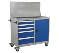 Industrial Mobile Workstation 5 Drawer & 1 Shelf Locker - Sealey API1103A New