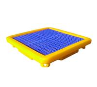 Industrial Modular Spill Containment Pallet Heavy Duty Polyethylene Drum Tray with Drain Outlet for Oil & Chemical Spills Perfect for Warehousing & Safety Compliance