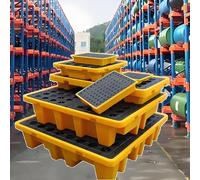 Industrial Modular Spill Platform Containment Pallet Warehouses Factory Anti-Leakage Drum Leak-Proof Drain Sump Tray Basement，Oil Spill Containment Tray for Drums - Durable Polyethylene Spil