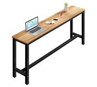 Industrial Narrow Bar Table, Rustic Breakfast & Dining Table with Metal Legs, Non-Slip Kitchen Pub Table for Small Spaces, 120x40x100cm, Perfect for Patio & Living Room.