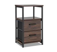 Industrial Nightstand Bedside End Table with 2 Fabric Drawers &Storage