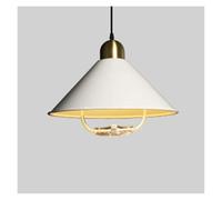 Industrial Nordic Style Lamp Yellow Indoor Mount Lights Barn Pendant Hanging Light Fixture E27 Base Chandelier Lighting Cafe Restaurant Fixtures(White,36cm)