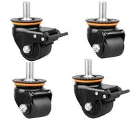 Industrial Nylon Wheels with M20 Threaded Stem 2/2.5/3 Inch Silent with Brake Durable & Wear Resistant 4 Pack Swivel Casters for Cart/Workbench.