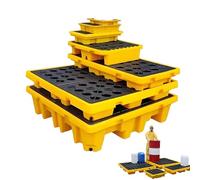 Industrial Oil Drum Spill Pallet - Leak-Proof Containment Tray with Drain, Nestable Design, 130x68x30cm, Perfect for Garage & Industrial Storage Solutions